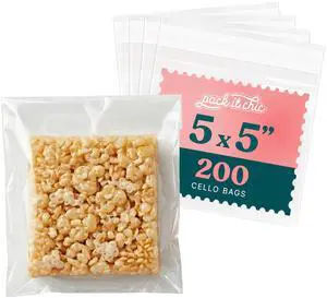5x5 Self Sealing Cellophane Bags (200 Pack) - Clear Cookie Bags With Seal | for Baked Goods Packaging, Cookie Wrappers, Bakery Packaging, Bake Sale, Candy, Treats, Goodies, Gifts, Party Favors 5x5 Self Sealing Cellophane Bags (200 Pack) - Clear Cookie Bags With Seal | for Baked Goods Packaging, Cookie Wrappers, Bakery Packaging, Bake Sale, Candy, Treats, Goodies, Gifts, Party Favors