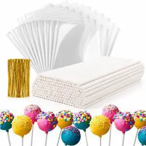 600 Pcs Cake Pop Sticks and Wrappers Kit for Candy and Parties | 200 Cake Pop Sticks, 200 Clear Treat Bags and 200 Twist Ties for Lollipops, Candy, Chocolate, Cookies and Favors 600 Pcs Cake Pop Sticks and Wrappers Kit for Candy and Parties | 200 Cake Pop Sticks, 200 Clear Treat Bags and 200 Twist Ties for Lollipops, Candy, Chocolate, Cookies and Favors
