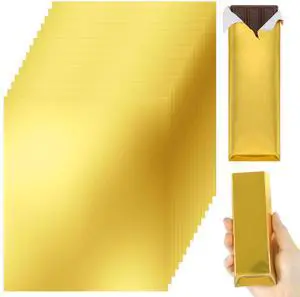 Chocolate Bar Wrappers 120pcs - 6x7.5 Inch Gold Foil Paper with Thick Backing | Premium Candy Wrappers for Homemade Chocolate Bars, Candies, Holiday Gifts | Reusable Food-Grade Packaging Chocolate Bar Wrappers 120pcs - 6x7.5 Inch Gold Foil Paper with Thick Backing | Premium Candy Wrappers for Homemade Chocolate Bars, Candies, Holiday Gifts | Reusable Food-Grade Packaging