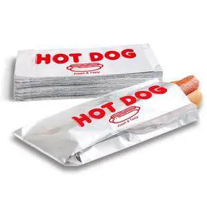 Foil Hot Dog Wrappers, Foil Laminated Paper Bags, 9" x 3.7",50 Pack,Insulated,Grease Resistant Hot Dog Sleeves, Disposable Bulk Hot Dog Bags for Carnival,Party,Food Cart,Concession Stand (50) Foil Hot Dog Wrappers, Foil Laminated Paper Bags, 9" x 3.7",50 Pack,Insulated,Grease Resistant Hot Dog Sleeves, Disposable Bulk Hot Dog Bags for Carnival,Party,Food Cart,Concession Stand (50)