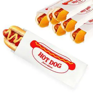 Paper Hot Dog Bags (100 Pack) - Microwavable, Leak Resistant Sleeves for Food Stands, Food Trucks, Take Out, Delivery - Stock Your Home Paper Hot Dog Bags (100 Pack) - Microwavable, Leak Resistant Sleeves for Food Stands, Food Trucks, Take Out, Delivery - Stock Your Home
