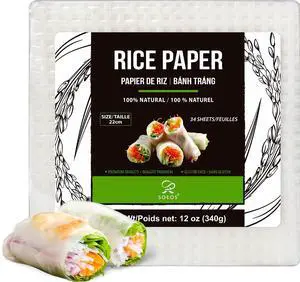 Rice Paper, 1 Pack, 34 Sheets, Square, 22cm | Rice Paper Wrappers, Spring Roll Wrappers & Dumplings, Non-GMO, Gluten-Free, Low Carb, Vietnamese Rice Paper, 1 Pack, 34 Sheets, Square, 22cm | Rice Paper Wrappers, Spring Roll Wrappers & Dumplings, Non-GMO, Gluten-Free, Low Carb, Vietnamese