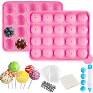 Cake Pop Mold Set of 262 | Including 20 Cavities Silicone Cake Pop Molds, Cake Pop Sticks, Cake Pop Wrappers, Sliver Twist Ties, Decorating Pen Cake Pop Mold Set of 262 | Including 20 Cavities Silicone Cake Pop Molds, Cake Pop Sticks, Cake Pop Wrappers, Sliver Twist Ties, Decorating Pen