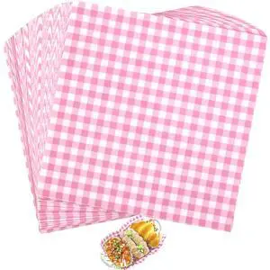 200 Pcs Pink Checkered Deli Paper, 7x7 Inch Waxed Food Wrapping Sheets - Grease Resistant Basket Liners for Burgers, Sandwiches, Bakery & Party Trays 200 Pcs Pink Checkered Deli Paper, 7x7 Inch Waxed Food Wrapping Sheets - Grease Resistant Basket Liners for Burgers, Sandwiches, Bakery & Party Trays