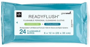 ReadyFlush Flushable Wipes (24 Wipes), Unscented, Biodegradable Flushable Incontinence Wet Wipes for Adults with Aloe, Hypoallergenic and pH-Balanced Personal Cleansing Cloths ReadyFlush Flushable Wipes (24 Wipes), Unscented, Biodegradable Flushable Incontinence Wet Wipes for Adults with Aloe, Hypoallergenic and pH-Balanced Personal Cleansing Cloths