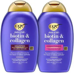 Thick & Full + Biotin & Collagen Shampoo & Conditioner, 2 x 13 fl. oz | Shampoo & Conditioner Set, For Fine & Thinning Hair, Gives Volume & Body, Sulfate-Free, Nutrient-Infused, With Vitamin B7 Thick & Full + Biotin & Collagen Shampoo & Conditioner, 2 x 13 fl. oz | Shampoo & Conditioner Set, For Fine & Thinning Hair, Gives Volume & Body, Sulfate-Free, Nutrient-Infused, With Vitamin B7