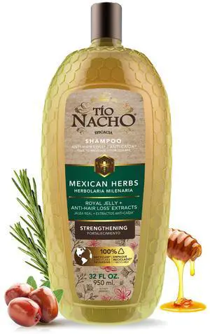 Mexican Herbs Anti-Hair Loss* Shampoo, 32 fl oz | Strengthening Herbal Shampoo for Men and Women, Nourishing Formula, Healthier Hair, with Royal Jelly and Rosemary Extract Mexican Herbs Anti-Hair Loss* Shampoo, 32 fl oz | Strengthening Herbal Shampoo for Men and Women, Nourishing Formula, Healthier Hair, with Royal Jelly and Rosemary Extract