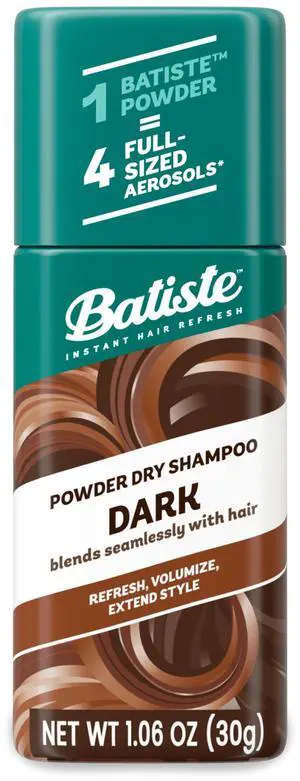 Powder Dry Shampoo for Dark Hair, Non-Aerosol, 1.06 Oz | Colored to Blend Seamlessly, TSA Compliant Travel Size, Oil-Absorbing, Instant Hair Refresh Powder Dry Shampoo for Dark Hair, Non-Aerosol, 1.06 Oz | Colored to Blend Seamlessly, TSA Compliant Travel Size, Oil-Absorbing, Instant Hair Refresh