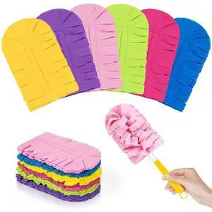 6 PCS Microfiber Reusable Duster Refills for Swiffer Duster | Washable Fleece Pads with 1 Handle, 360° Multi-surface Dusters, Heavy Duty Duster Refills, Wet & Dry Use, Rainbow Colors 6 PCS Microfiber Reusable Duster Refills for Swiffer Duster | Washable Fleece Pads with 1 Handle, 360° Multi-surface Dusters, Heavy Duty Duster Refills, Wet & Dry Use, Rainbow Colors