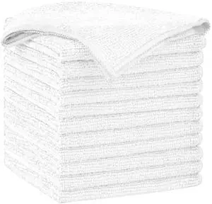 White Microfiber Cleaning Cloth-12PK, Cleaning Rags 12"x 12" Reusable | Microfiber Towels for Cars Lint Free, Absorbent Microfiber Rags, Kitchen Towel Dusting Cloth, Dish Rags for Home/Window White Microfiber Cleaning Cloth-12PK, Cleaning Rags 12"x 12" Reusable | Microfiber Towels for Cars Lint Free, Absorbent Microfiber Rags, Kitchen Towel Dusting Cloth, Dish Rags for Home/Window