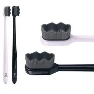 Extra Soft Toothbrush for Sensitive Gums and Teeth. Micro Nano Toothbrushes with 20,000 Ultra Soft Bamboo Charcoal Bristles. Excellent Cleaning Effect (2 Pack) (Black Wave Bristle) Extra Soft Toothbrush for Sensitive Gums and Teeth. Micro Nano Toothbrushes with 20,000 Ultra Soft Bamboo Charcoal Bristles. Excellent Cleaning Effect (2 Pack) (Black Wave Bristle)