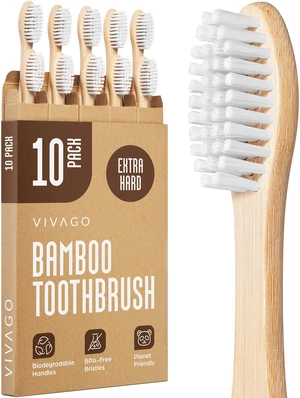 Extra Hard Toothbrushes for Adults - 10 Pack | BPA Free Hard Bristle Toothbrush, Extra Firm Bamboo Toothbrushes Extra Hard Toothbrushes for Adults - 10 Pack | BPA Free Hard Bristle Toothbrush, Extra Firm Bamboo Toothbrushes