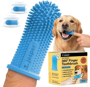 Dog Toothbrush, 360° Finger Toothbrush for Dogs & Cats, Blue 2-Pack | 12x More Bristles, Teeth Cleaning Kit for Small & Large Pets, Toothpaste Not Included, Fights Bad Breath, Extra Soft Silicone Dog Toothbrush, 360° Finger Toothbrush for Dogs & Cats, Blue 2-Pack | 12x More Bristles, Teeth Cleaning Kit for Small & Large Pets, Toothpaste Not Included, Fights Bad Breath, Extra Soft Silicone