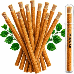 Miswak Sticks for Teeth Pack of 12 with Holder - 100% Natural Salvadora Persica Miswak Sticks - Traditional Oral Care Chewing Sticks - Vacuum Sealed Miswak Sticks for Teeth Pack of 12 with Holder - 100% Natural Salvadora Persica Miswak Sticks - Traditional Oral Care Chewing Sticks - Vacuum Sealed