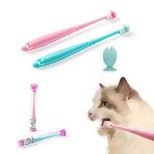 by Emmeliestella Small Dog & Cat Toothbrush 360° Soft Silicone | Cat Dental Care, Toothbrush Holder, Easy to Handle, Independent Packaging, Suction Cup, Light Blue&Pink (2-Pack + Holder) by Emmeliestella Small Dog & Cat Toothbrush 360° Soft Silicone | Cat Dental Care, Toothbrush Holder, Easy to Handle, Independent Packaging, Suction Cup, Light Blue&Pink (2-Pack + Holder)