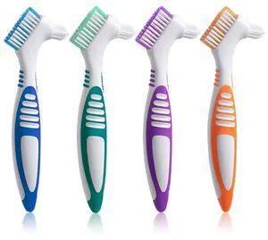 Denture Brush 4Pcs Denture Toothbrushes Double Sided Toothbrush | Denture Cleaning Care Cleaning BrushMulti-Layered Bristles and Rubber Anti-Slip Handle (Purple, Green, Blue, Orange) Denture Brush 4Pcs Denture Toothbrushes Double Sided Toothbrush | Denture Cleaning Care Cleaning BrushMulti-Layered Bristles and Rubber Anti-Slip Handle (Purple, Green, Blue, Orange)