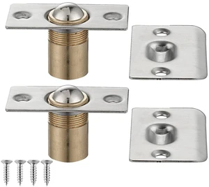 Closet Door Ball Catch Hardware, Stainless Steel Catch Adjustable with Strike Plate, Brushed Satin Finish 2 Pack, HBC100-P2 Closet Door Ball Catch Hardware, Stainless Steel Catch Adjustable with Strike Plate, Brushed Satin Finish 2 Pack, HBC100-P2