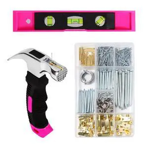 Picture Hanging Kit, 315pcs Hanging Hardware with Hooks, Wire, Nails, D Ring, Wall Hanging Kit with Hangers, Magnetic Level and Small Pink Claw Hammer, nails for hanging pictures for Home Decor Picture Hanging Kit, 315pcs Hanging Hardware with Hooks, Wire, Nails, D Ring, Wall Hanging Kit with Hangers, Magnetic Level and Small Pink Claw Hammer, nails for hanging pictures for Home Decor