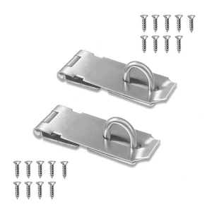 Door Locks Hasp Latch, 5 Inch Stainless Steel Safety Packlock Clasp Hasp Lock Latch, Extra Thick Gate Lock Hasp with Screws Brushed Finish 2 Pack (5inch) Door Locks Hasp Latch, 5 Inch Stainless Steel Safety Packlock Clasp Hasp Lock Latch, Extra Thick Gate Lock Hasp with Screws Brushed Finish 2 Pack (5inch)