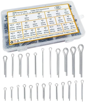 290 Pcs Cotter Pins Assortment Kit, 304 Stainless Steel Split Pins | 24 Sizes M1.5-M6 Small Cotter Pins for Automotive, Trailer Hitch, Lawn Mower and Mechanical Repairs 290 Pcs Cotter Pins Assortment Kit, 304 Stainless Steel Split Pins | 24 Sizes M1.5-M6 Small Cotter Pins for Automotive, Trailer Hitch, Lawn Mower and Mechanical Repairs