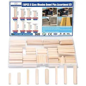 8 Values Wood Dowels Kit 1/4 3/8 5/16 Inch Fluted Wooden Dowel Pins Pegs Hardware Pins Fluted Wood Dowels for Furniture Woodworking DIY Crafts (Pack of 110Pcs) 8 Values Wood Dowels Kit 1/4 3/8 5/16 Inch Fluted Wooden Dowel Pins Pegs Hardware Pins Fluted Wood Dowels for Furniture Woodworking DIY Crafts (Pack of 110Pcs)