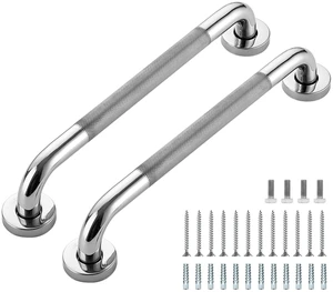 Grab Bars for Shower, 16 Inch Shower Handle, 2 Pack, Polished Nickel | Grab Bars for Bathroom, Stainless Steel, Anti-Slip Textured Grip, 1-Inch Diameter, Wall-Mounted Safety Support for Seniors Grab Bars for Shower, 16 Inch Shower Handle, 2 Pack, Polished Nickel | Grab Bars for Bathroom, Stainless Steel, Anti-Slip Textured Grip, 1-Inch Diameter, Wall-Mounted Safety Support for Seniors