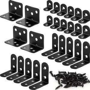 26 Pack L Bracket Corner Brace Kit, 3 Sizes Stainless Steel Corner Bracket | 90 Degree Right Angle Bracket, Black Metal L Brackets for Wood Shelves, Furniture Cabinet Drawer Chair, 88PCS Screws 26 Pack L Bracket Corner Brace Kit, 3 Sizes Stainless Steel Corner Bracket | 90 Degree Right Angle Bracket, Black Metal L Brackets for Wood Shelves, Furniture Cabinet Drawer Chair, 88PCS Screws