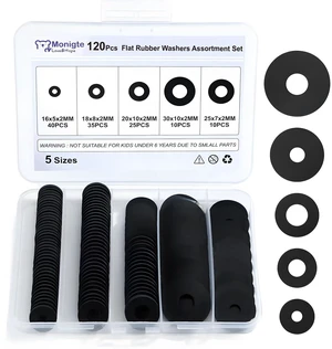 120Pcs Flat Rubber Washers Assortment Kit,16/18/20/25/30mm Black Washer,Vibration Absorbing Pads Sealing Rubber Washers for Faucets Garden Bolts Screws Hose Plumbing Shower Head- 5 Sizes 120Pcs Flat Rubber Washers Assortment Kit,16/18/20/25/30mm Black Washer,Vibration Absorbing Pads Sealing Rubber Washers for Faucets Garden Bolts Screws Hose Plumbing Shower Head- 5 Sizes