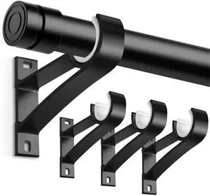 Curtain Rod Bracket, Heavy Duty Curtain Rod Holders Single Decorative Rod Hooks Hanger for 1 Inch Dia Rod, Black 4 Pack Curtain Rod Bracket, Heavy Duty Curtain Rod Holders Single Decorative Rod Hooks Hanger for 1 Inch Dia Rod, Black 4 Pack
