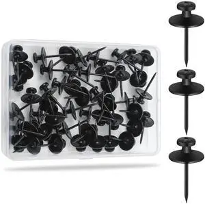 60Pcs Metal Thumb Tacks for Wall, Heavy Duty Picture Hanging Nails | Push Pins for Bulletin & Cork Boards, Double Headed Thumbtacks for Bathroom, Living Room, Office & Wall Art Decor - Black 60Pcs Metal Thumb Tacks for Wall, Heavy Duty Picture Hanging Nails | Push Pins for Bulletin & Cork Boards, Double Headed Thumbtacks for Bathroom, Living Room, Office & Wall Art Decor - Black