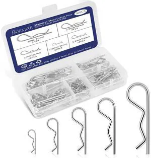 50 Pcs Cotter Pins Assortment Kit R Clips 5 Sizes | Heavy Duty R Clips Hardware Pins, Spring Fasteners, Hitch Pin for Trailer Locking 50 Pcs Cotter Pins Assortment Kit R Clips 5 Sizes | Heavy Duty R Clips Hardware Pins, Spring Fasteners, Hitch Pin for Trailer Locking