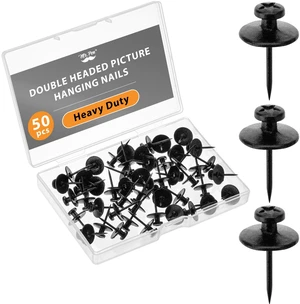 - Double Headed Picture Hanging Nails, 50 Pack, Black | Push Pins for Wall, Small Picture Frame Hangers for Drywall Cork Board, Home Office, Photo Decorations - Double Headed Picture Hanging Nails, 50 Pack, Black | Push Pins for Wall, Small Picture Frame Hangers for Drywall Cork Board, Home Office, Photo Decorations
