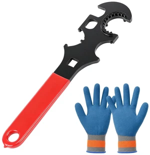 Wrench Tool with Anti-slip Rubber Grip and Gloves, Red Wrench Tool with Anti-slip Rubber Grip and Gloves, Red