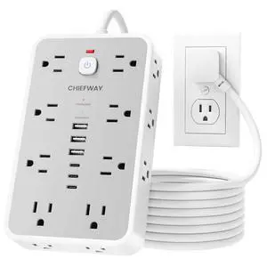 6 FT Surge Protector Power Strip with 6 USB, 16 Outlets, 2400J | 3 USB-A & 3 USB-C Ports, 1.7" Wide-Spaced Outlets, 1875W/15A, Flat Plug, 4-Sided Design for Home, Office, Dorm & Gaming 6 FT Surge Protector Power Strip with 6 USB, 16 Outlets, 2400J | 3 USB-A & 3 USB-C Ports, 1.7" Wide-Spaced Outlets, 1875W/15A, Flat Plug, 4-Sided Design for Home, Office, Dorm & Gaming