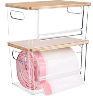 Trash Bag Dispenser Roll Holder, Trash Bag Holder Dispenser with Top & Handles, Garbage Bag Holder Dispenser Trash Bag Organizer Under Sink,dorm essentials,home essentials, 2 PCS Trash Bag Dispenser Roll Holder, Trash Bag Holder Dispenser with Top & Handles, Garbage Bag Holder Dispenser Trash Bag Organizer Under Sink,dorm essentials,home essentials, 2 PCS