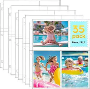 35-Pack 4x6 Clear Photo Sleeves for 3 Ring Binder - 210 Photo Acid Free Plastic Archival Protector Refill Pages for 8.5x11 35-Pack 4x6 Clear Photo Sleeves for 3 Ring Binder - 210 Photo Acid Free Plastic Archival Protector Refill Pages for 8.5x11
