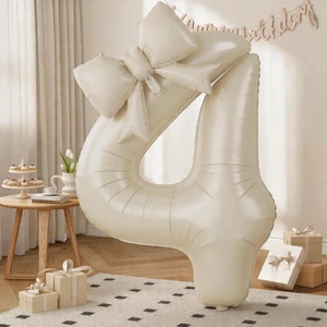 C 40 Inch Number 4 Balloon with Bow, Giant Self Inflating Beige Foil Numbers 0-9 with Bow Balloon for 4th Birthday Balloon for Girls Women Ivory White Sand Helium Balloons for Birthday Party Cream C 40 Inch Number 4 Balloon with Bow, Giant Self Inflating Beige Foil Numbers 0-9 with Bow Balloon for 4th Birthday Balloon for Girls Women Ivory White Sand Helium Balloons for Birthday Party Cream