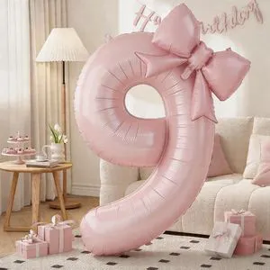 C 40In Dusty Pink Number 9 with Bow Balloons, Giant Self Inflating Pastel Pink Foil Numbers 0-9 with Bow for 9th Birthday Decoration, Digital 9 Helium Balloons for Baby Shower Princess Party Supplies C 40In Dusty Pink Number 9 with Bow Balloons, Giant Self Inflating Pastel Pink Foil Numbers 0-9 with Bow for 9th Birthday Decoration, Digital 9 Helium Balloons for Baby Shower Princess Party Supplies