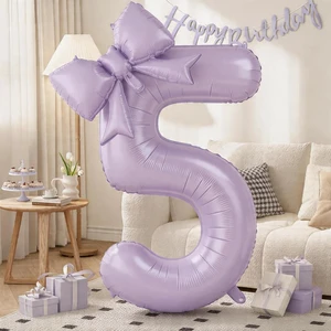 C 40In Light Purple Number 5 with Bow Balloon, Giant Self Inflating Lavender Foil Numbers 0-9 with Bow for 5th Birthday Decoration Pastel Purple Lilac 5 Helium Balloons for Anniversary Party Supplies C 40In Light Purple Number 5 with Bow Balloon, Giant Self Inflating Lavender Foil Numbers 0-9 with Bow for 5th Birthday Decoration Pastel Purple Lilac 5 Helium Balloons for Anniversary Party Supplies