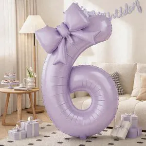 C Light Purple 6 Balloons with Bow Balloons, 40In Giant Self Inflating Lavender Foil Numbers 0-9 with Bow Balloon for 6th Birthday, Pastel Purple Lilac 6 Helium Balloon for Anniversary Party Supplies C Light Purple 6 Balloons with Bow Balloons, 40In Giant Self Inflating Lavender Foil Numbers 0-9 with Bow Balloon for 6th Birthday, Pastel Purple Lilac 6 Helium Balloon for Anniversary Party Supplies