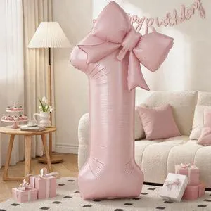 C 40In Dusty Pink Number 1 with Bow Balloon for 1st Birthday Decoration, Giant Self Inflating Pastel Pink Foil Numbers 0-9 with Bow, Digital 1 Helium Balloons for Baby Shower Princess Party Supplies C 40In Dusty Pink Number 1 with Bow Balloon for 1st Birthday Decoration, Giant Self Inflating Pastel Pink Foil Numbers 0-9 with Bow, Digital 1 Helium Balloons for Baby Shower Princess Party Supplies