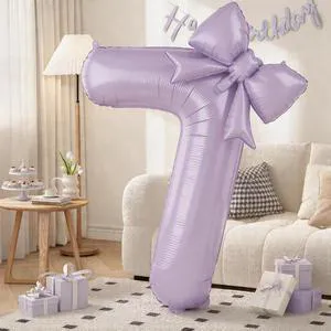 C 40In Light Purple Number 7 with Bow Balloon, Giant Self Inflating Lavender Foil Numbers 0-9 with Bow for 7th Birthday Decoration Pastel Purple Lilac 7 Helium Balloons for Anniversary Party Supplies C 40In Light Purple Number 7 with Bow Balloon, Giant Self Inflating Lavender Foil Numbers 0-9 with Bow for 7th Birthday Decoration Pastel Purple Lilac 7 Helium Balloons for Anniversary Party Supplies