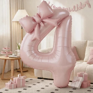 Dusty Pink 4 Balloons with Bow Balloons, 40In Giant Self Inflating Pastel Pink Foil Numbers 0-9 with Bow Balloon for 4th Birthday, Digital 4 Helium Balloon for Baby Shower Princess Party Decoration Dusty Pink 4 Balloons with Bow Balloons, 40In Giant Self Inflating Pastel Pink Foil Numbers 0-9 with Bow Balloon for 4th Birthday, Digital 4 Helium Balloon for Baby Shower Princess Party Decoration