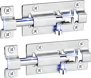 2 Pack Barrel Bolt Latch, 3 Inches Slide Latch Lock Thickened Stainless Steel Sliding Locks for Door Sliding Bolt Lock Latches with 12PCS Screws Brushed 2 Pack Barrel Bolt Latch, 3 Inches Slide Latch Lock Thickened Stainless Steel Sliding Locks for Door Sliding Bolt Lock Latches with 12PCS Screws Brushed