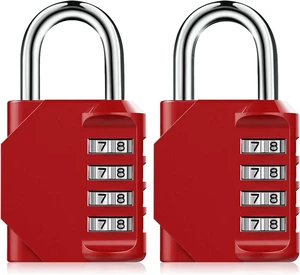 CNF Combination Padlock Locker Lock, 4 Digit Combo Lock for Locker, Gym, School, Luggage, Gate, Suitcase, Bike, Shed, Storage - 2 Pack Red CNF Combination Padlock Locker Lock, 4 Digit Combo Lock for Locker, Gym, School, Luggage, Gate, Suitcase, Bike, Shed, Storage - 2 Pack Red