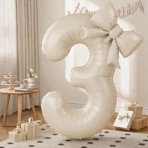 C 40Inch Cream Number 3 with Bow Balloons, Giant Self Inflating Beige Foil Numbers 0-9 with Bow for 3rd Birthday Decoration, Ivory White Sand 3 Helium Balloons for Girls Women Birthday Party Supplies C 40Inch Cream Number 3 with Bow Balloons, Giant Self Inflating Beige Foil Numbers 0-9 with Bow for 3rd Birthday Decoration, Ivory White Sand 3 Helium Balloons for Girls Women Birthday Party Supplies