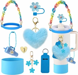 CozyNestF 9pcs Accessories Set for Stanley Cup, Including Bottle Handle Strap, Straw Covers, Boot, Keychains, Lip Balm Sleeve and Mini Handle Charm, Fits 20/30/40 oz Stanley Tumblers (blue) CozyNestF 9pcs Accessories Set for Stanley Cup, Including Bottle Handle Strap, Straw Covers, Boot, Keychains, Lip Balm Sleeve and Mini Handle Charm, Fits 20/30/40 oz Stanley Tumblers (blue)