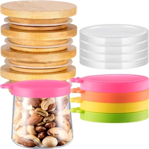 KitchenKey 12 Pcs Yogurt Jar Lids Clear Plastic Silicone and Bamboo Wood Container Lids with Sealing Rings Reusable Replacement Covers Compatible with 5, 8, 10 Oz Oui Glass Jars KitchenKey 12 Pcs Yogurt Jar Lids Clear Plastic Silicone and Bamboo Wood Container Lids with Sealing Rings Reusable Replacement Covers Compatible with 5, 8, 10 Oz Oui Glass Jars
