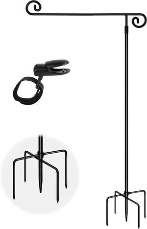 Garden Flag Holder with 5 Prong Base,Stable Design Garden Flag Stand for Outside,Spiral Design Yard Flags Holder with Clip for Porch Yard Decorations Outdoor Garden Flag Holder with 5 Prong Base,Stable Design Garden Flag Stand for Outside,Spiral Design Yard Flags Holder with Clip for Porch Yard Decorations Outdoor
