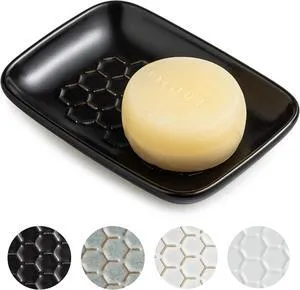 CozyNestFinds Soap Dish for Shower, Bar Soap Holder, Ceramic Soap Dishes for Bar Soap, Sponge Holder Soap Saver Soap Tray for Bathroom Kitchen Sink, 5.5 Inch, Black CozyNestFinds Soap Dish for Shower, Bar Soap Holder, Ceramic Soap Dishes for Bar Soap, Sponge Holder Soap Saver Soap Tray for Bathroom Kitchen Sink, 5.5 Inch, Black